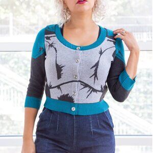 Ellhoffer Brand Galactic Night Owl Cropped Cardigan